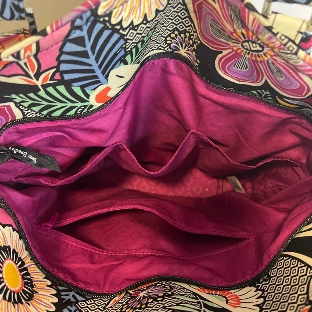 Vera Bradley Floral Print Shoulder Bag Color Black, Pink, Purple, Yellow, Blue